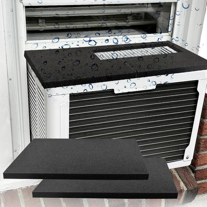 Goodhoily Air Conditioner Drip Cushion Black 24" x 19 5/10" 4/5" & AC Rain Cover with Holds Strong Magnetic Backing for Window Units Stops Moving,Stops The Noise from Raining