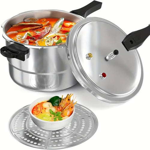 WantJoin 10Qt Aluminum Pressure Cooker w/Release Valve &amp; Multiple Protective Devices, Pressure Canner Compatible with Gas &amp; Induction Cooker, Canner Rack Included